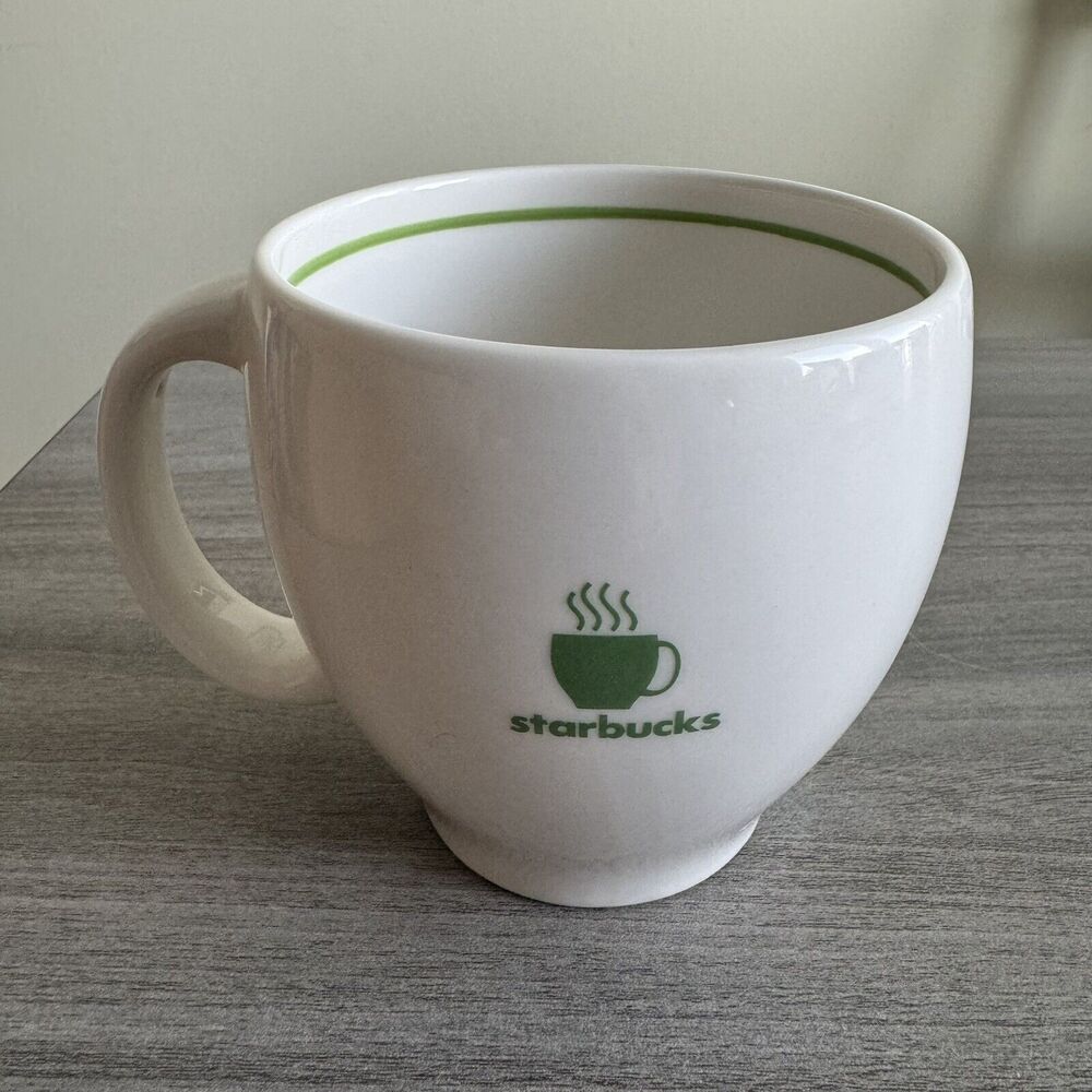 Vintage 2003 Starbucks Coffee Cup Mug. Abbey Barista Steaming Logo. 14 oz White